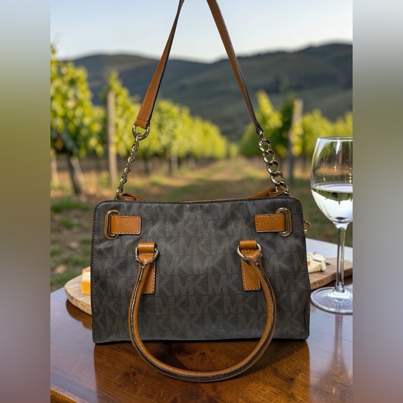 Michael Kors Dark Brown Shoulder Bag with Gold Accent Padlock & Key! - Picture 5 of 11